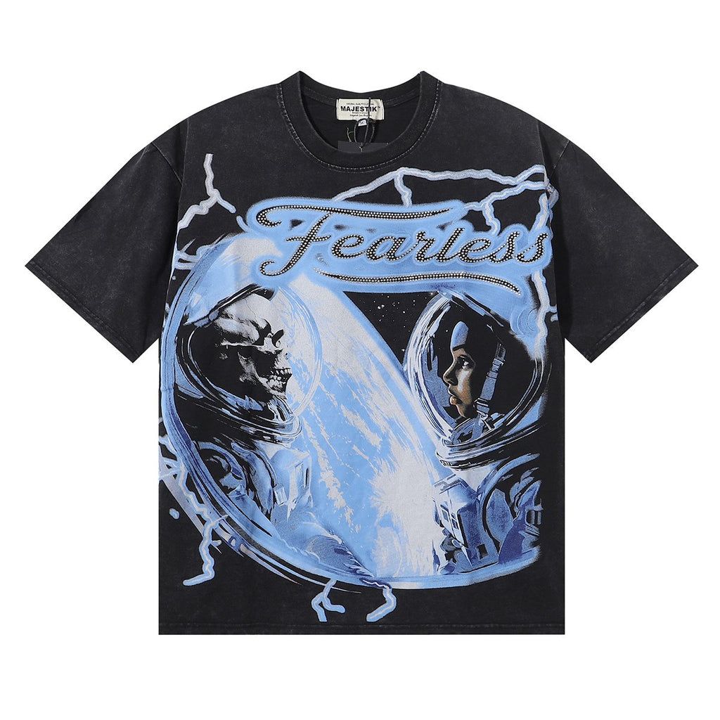 MAJESTIK Astronaut Skull Graphic T-Shirt