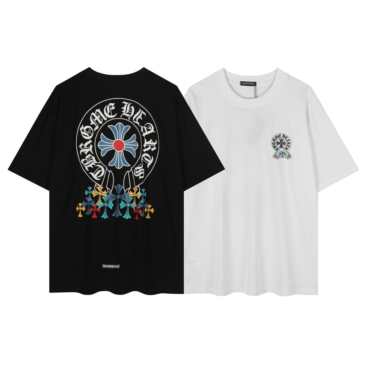 Chrome Hearts Rainbow Floral Cross Graphic T-Shirt